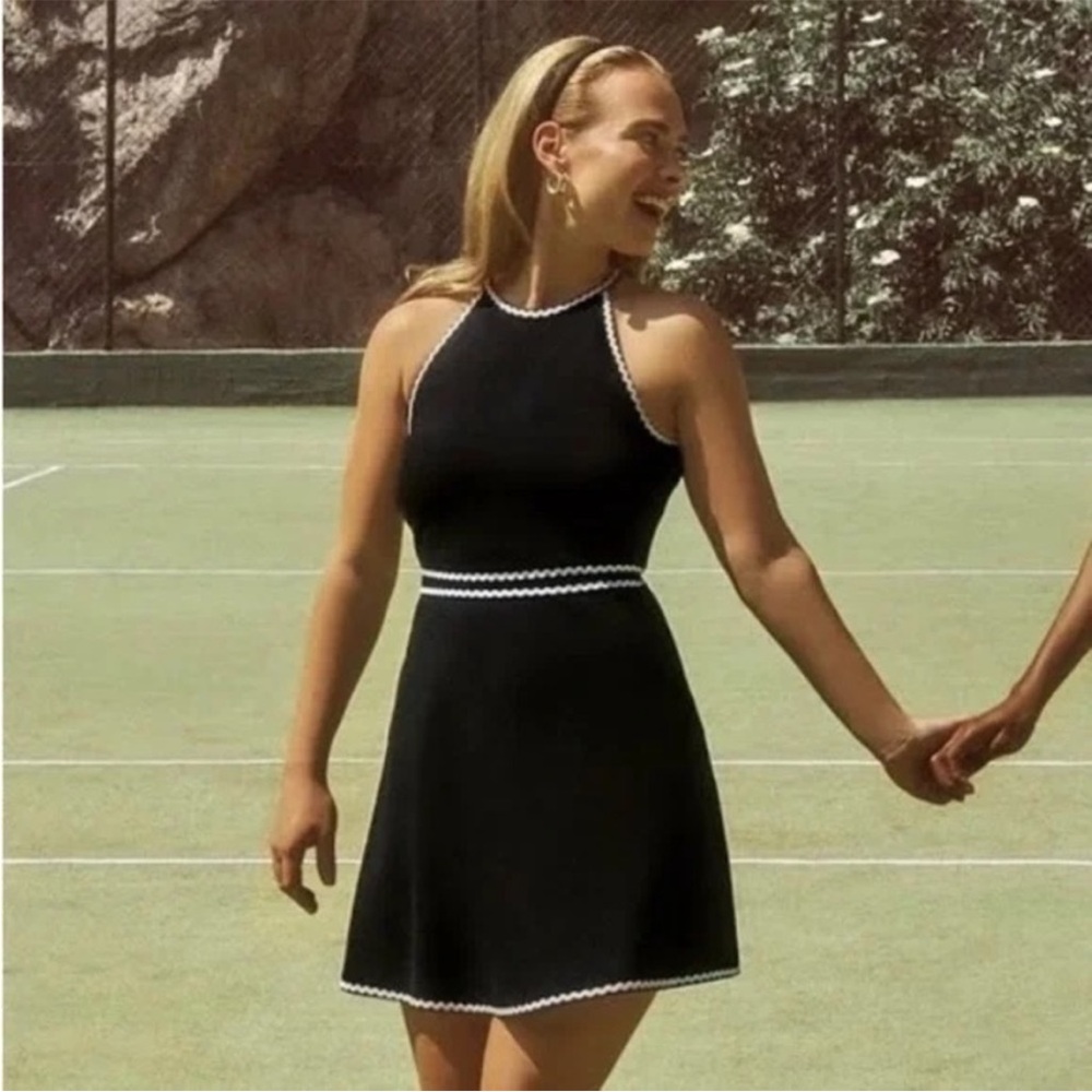 Hill House Billie Mini Dress in Black Pique Size Medium